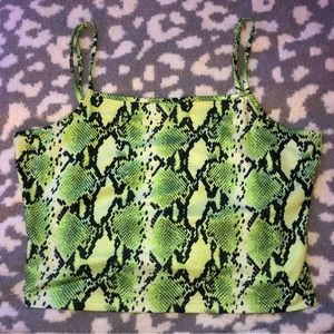 Shein Green Snake Print Cropped Tank Top